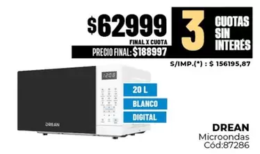 Drean - Microondas Cód:87286