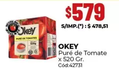 Okey - Puré de Tomate x 520 Gr. Cód:42731