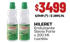 Hileret - Endulzante Stevia Forte x 200 Ml. Cód:19314