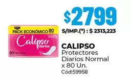 Calipso - Protectores Diarios Normal x 80 Un. Cód:59958
