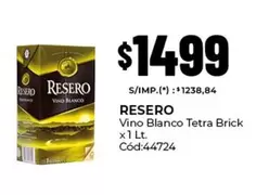 Resero - Vino Blanco Tetra Brick x1 Lt. Cód:44724