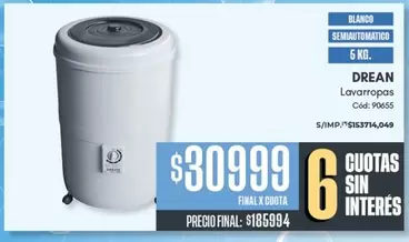 Drean - Lavarropas C	ext{ó}d: 90655