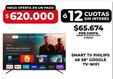 Philips - SMART TV 4K 58" GOOGLE TV-WIFI