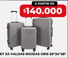 SET X3 VALIJAS RIGIDAS GRIS