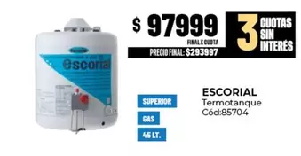 Escorial - Termotanque Cód:85704