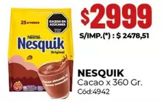 Nesquik -  Cacao x 360 Gr. Cód:4942
