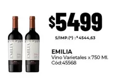 Emilia - Vino Varietales x 750 Ml. Cód:45568