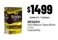 Resero - Vino Blanco Tetra Brick x 1 Lt. Cód:44724