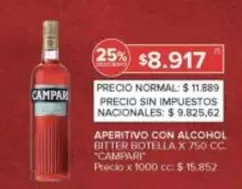 Campari - APERITIVO CON ALCOHOL BITTER BOTELLA