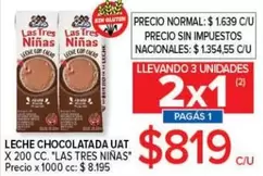 Las Tres Niñas - LECHE CHOCOLATADA UAT X 200 CC.