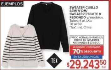 Redondo - SWEATER CUELLO SEMI V DM / SWEATER ESCOTE V REDONDO