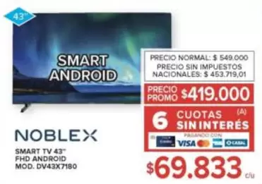 Noblex - SMART TV 43" FHD ANDROID MOD. DV43X7180