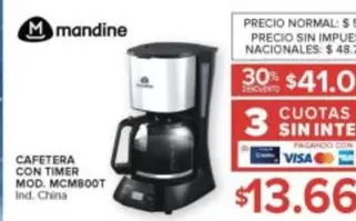 Mandine - CAFETERA CON TIMER MOD. MCM800T