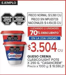 Casancrem - QUESO CREMA CLÁSICO/LIGHT POTE X 290 G.