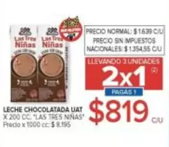 Las Tres Niñas - LECHE CHOCOLATADA UAT X 200 CC.