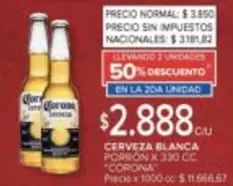 Corona - CERVEZA BLANCA PORRÓN X 330 CC.