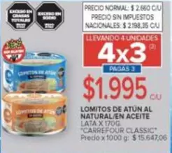 Carrefour - LOMITOS DE ATUN AL NATURAL/EN ACEITE LATA X 170G
