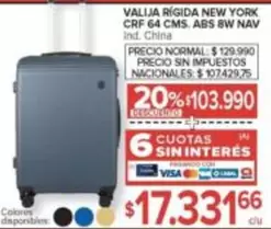 York - VALIJA RÍGIDA NEW YORK CRF 64 CMS. ABS 8W NAV