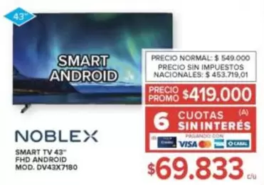 Noblex - SMART TV 43" FHD ANDROID MOD. DV43X7180