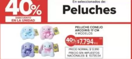 Peluche Conejo Arcoiris