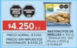 Granja del Sol - BASTONCITOS DE MERLUZA