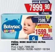 Babysec - PAÑAL BEBE BABYSEC ULTRA HIPER
