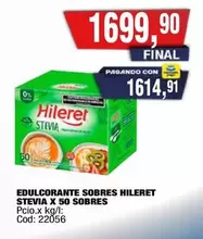 Hileret - EDULCORANTE SOBRES STEVIA X 50 SOBRES