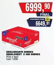 Sweet - EDULCORANTE SOBRES EQUALSWEET X 400 SOBRES