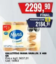 Mana - GALLETITAS MANA VAIN. LIV. X 408 GR