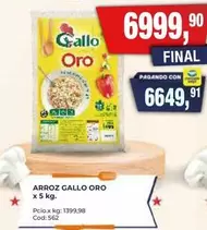 Gallo Oro - ARROZ GALLO ORO x 5 kg.