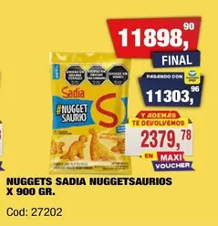 Sadia - NUGGETS SAUDIA NUGGETSAURIOS X 900 GR. Cod: 27202