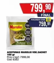 Marolio - ACEITUNAS VDE.SACHET 100 GR