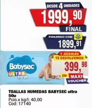 Babysec - TOALLAS HUMEDAS ultra 50u