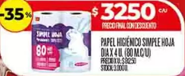 PAPEL HIGIÉNICO SIMPLE HOJA