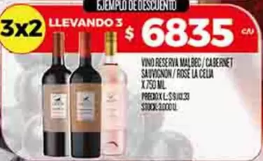 VINO RESERVA MALBEC/CABERNET SAUVIGNON/ROSE LA CELIA X 750 ML