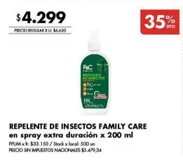 X$ - REPELENTE DE INSECTOS FAMILY CARE en spray extra duración