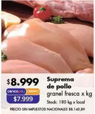 X$ - Suprema de pollo granel fresca