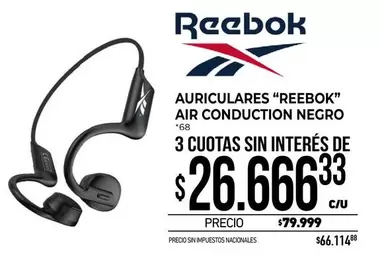 Reebok - AURICULARES AIR CONDUCTION NEGRO