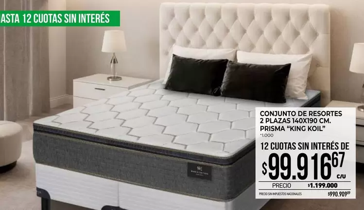 King Koil - CONJUNTO DE RESORTES 2 PLAZAS 140X190 CM. PRISMA "KING KOIL"