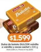 Dulcor - Dulce de batata vainilla o vainilla y cacao sachet