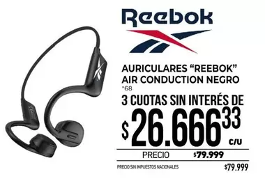 Reebok - AURICULARES AIR CONDUCTION NEGRO