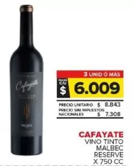 Cafayate - VINO TINTO MALBEC RESERVE