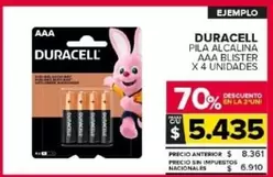 Duracell - PILA ALCALINA AAA BLISTER X 4 UNIDADES