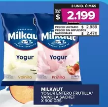 Milkaut - YOGUR ENTERO FRUTILLA/VAINILLA SACHET