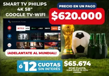 Philips - SMART TV PHILIPS 4K 58" GOOGLE TV-WIFI