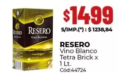 Resero - Vino Blanco Tetra Brick x 1 Lt. Cód:44724