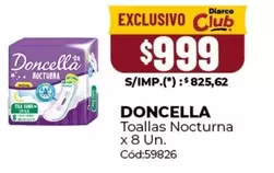 Doncella - Toallas Nocturna x 8 Un. Cód:59826