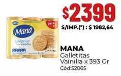 Mana - Galletitas Vainilla x 393 Gr Cód:52065