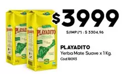Playadito - Yerba Mate Suave x 1 Kg. Cod:18093