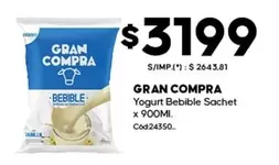Gran Compra - Yogurt Bebible Sachet x 900Ml. Cod24350.